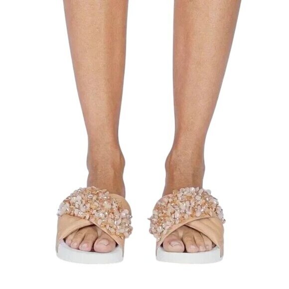 Tory Burch Logan Beaded Leather Slides - Picture 2 of 5